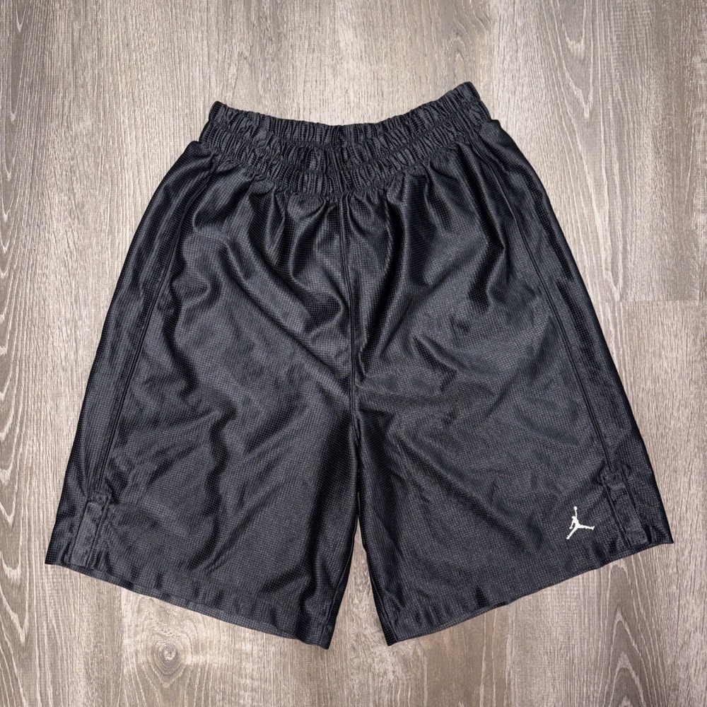 VTG Air Jordan Shorts Mens Medium Black Baggy Shiny Silky Dazzle Basketball